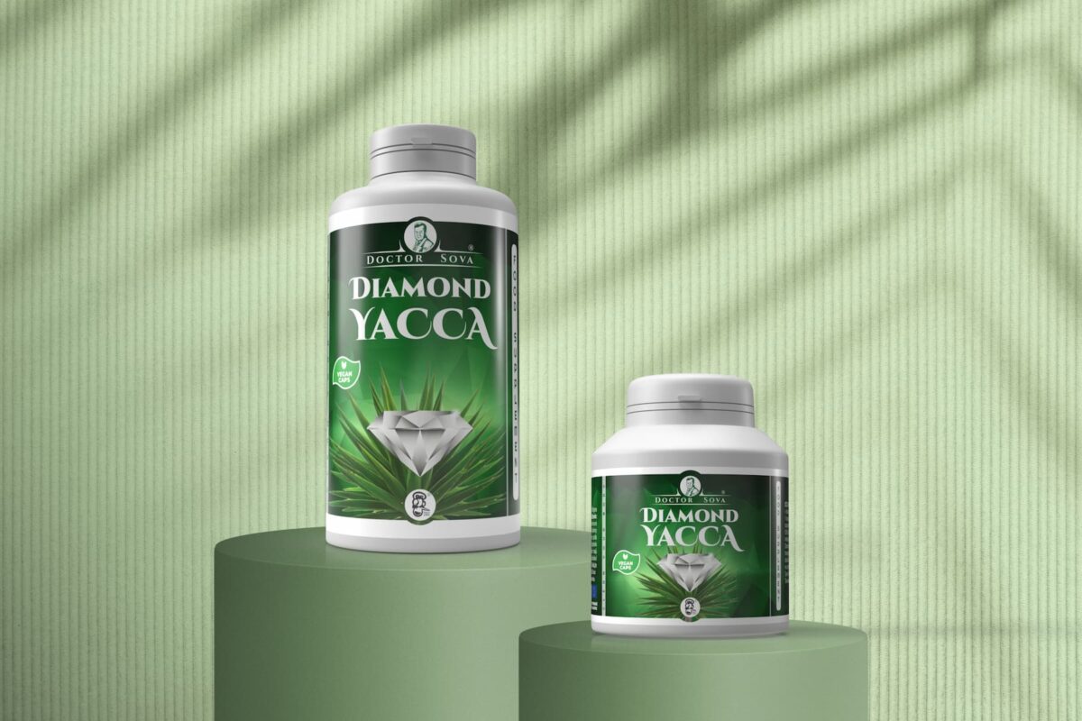 Diamond Yacca produkty na zelenom pozadí
