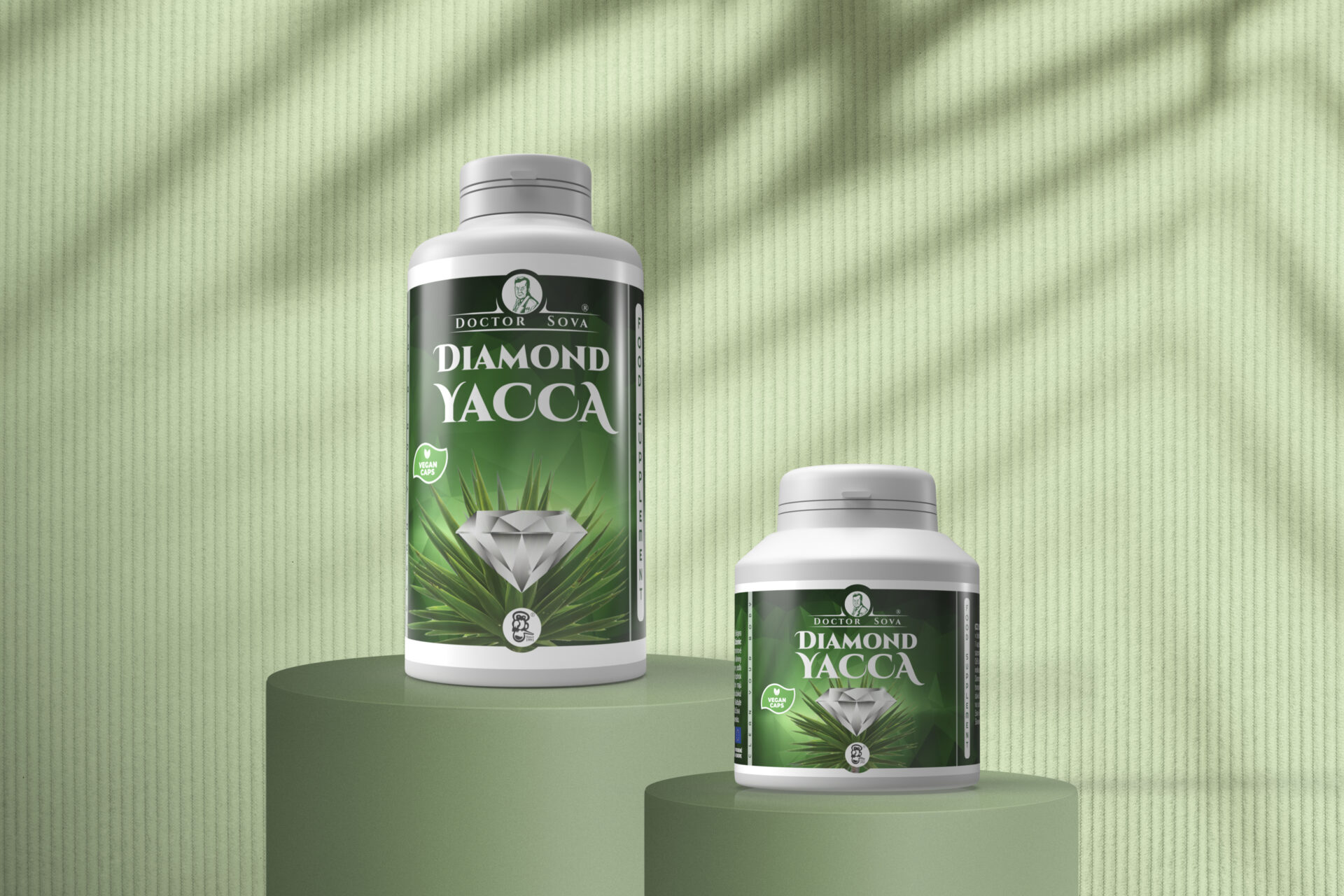 Diamond yacca , veľká a malá na zelenom pozadí